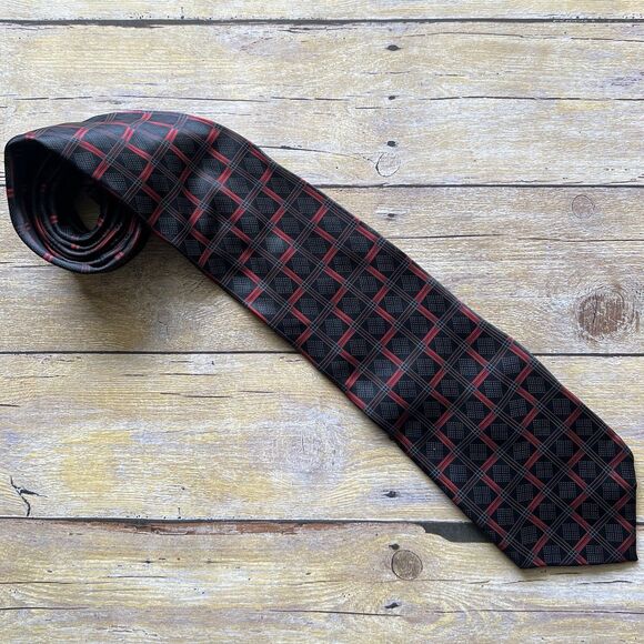 Haggar One Size Mens Tie Black and Red  60”x 3” - Picture 3 of 10